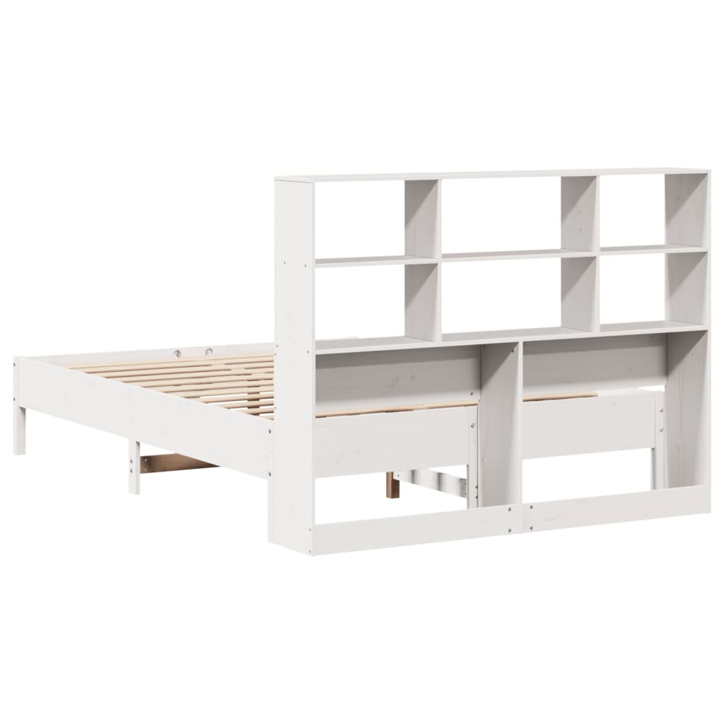 Letto Libreria senza Materasso Bianco 140x190 cm Legno di Pino - homemem39