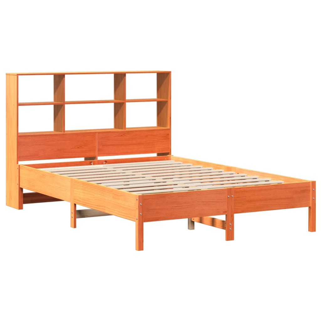 Letto Libreria senza Materasso Marrone Cera 140x190 cm in Pino - homemem39