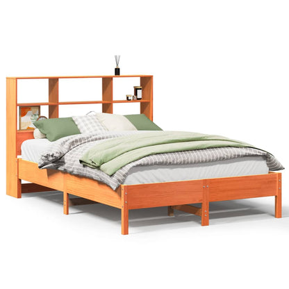 Letto Libreria senza Materasso Marrone Cera 135x190 cm in Pino | homemem39