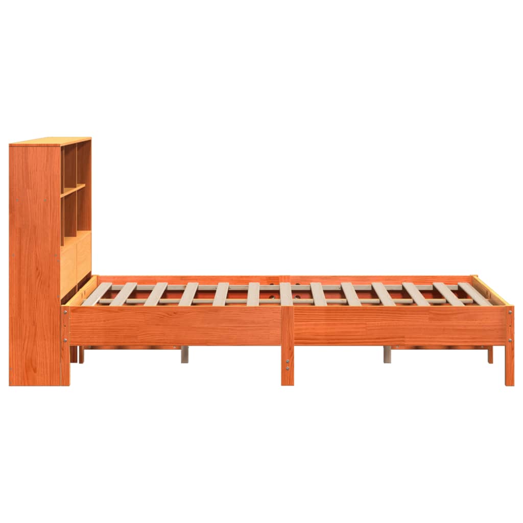 Letto Libreria senza Materasso Marrone Cera 135x190 cm in Pino | homemem39