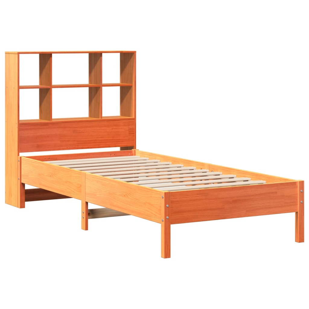 Letto Libreria senza Materasso Marrone Cera 75x190 cm in Pino - homemem39