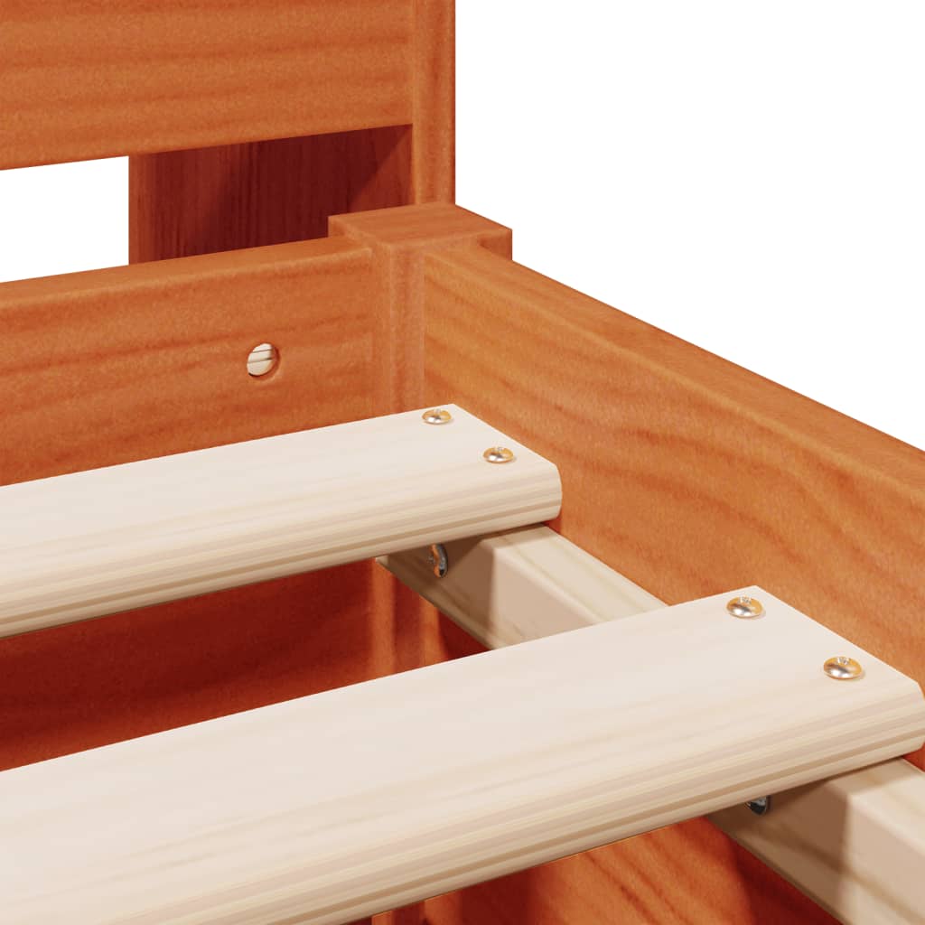 Letto Libreria senza Materasso Marrone Cera 180x200 cm in Pino