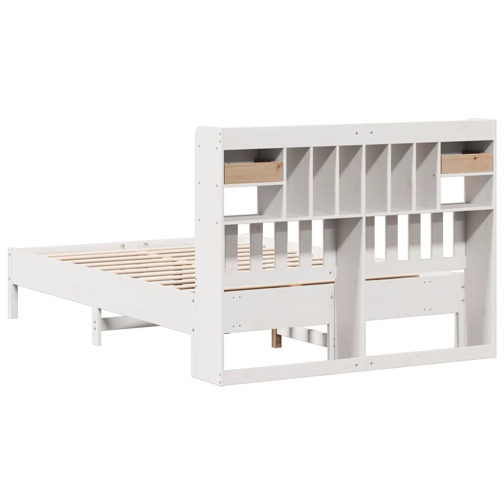 Letto Libreria senza Materasso Bianco 140x200 cm Legno di Pino - homemem39