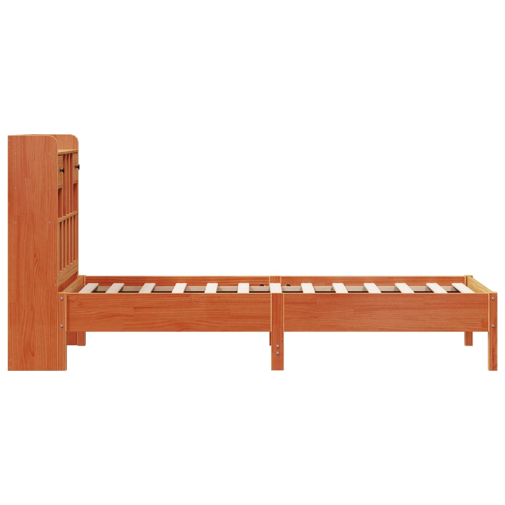 Letto Libreria senza Materasso Marrone Cera 100x200 cm in Pino