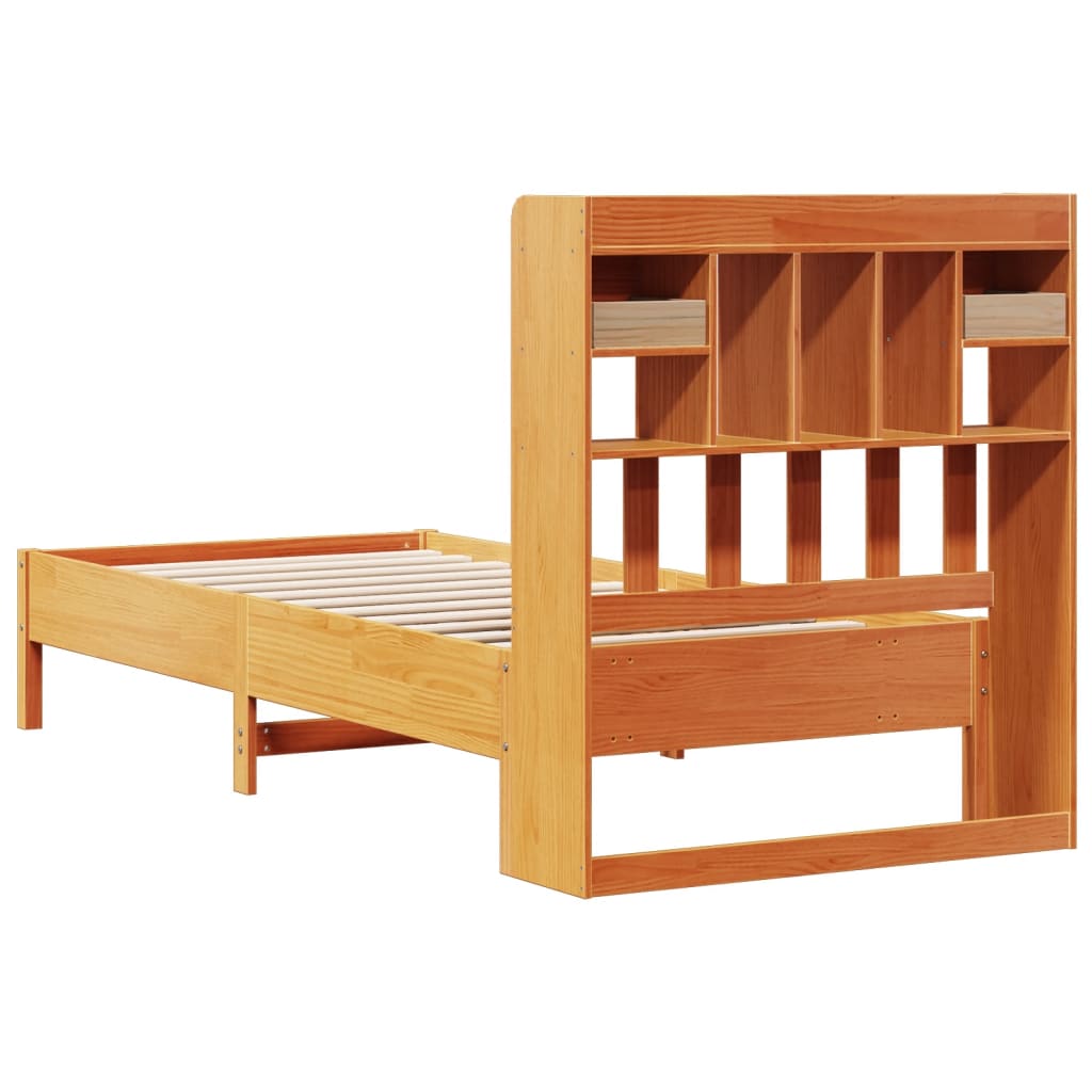 Letto Libreria senza Materasso Marrone Cera 100x200 cm in Pino