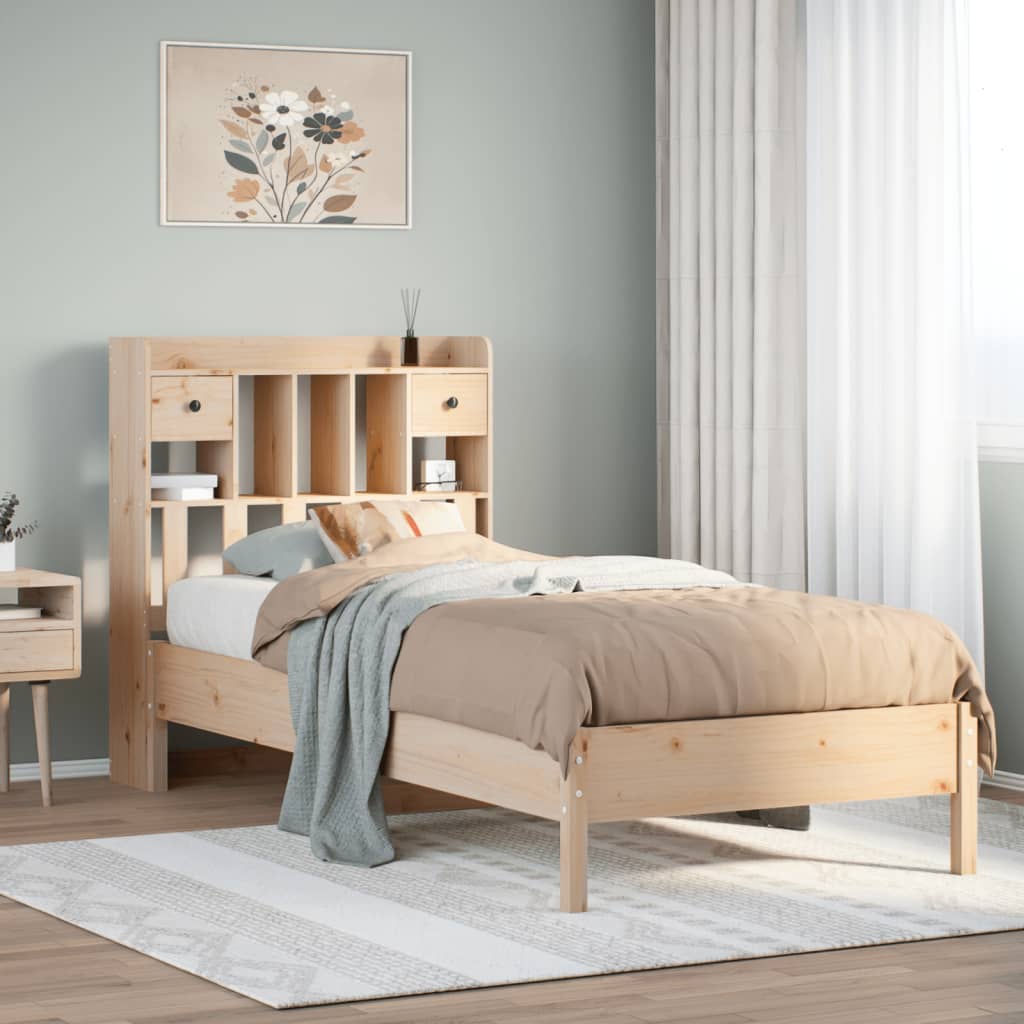 Letto Libreria senza Materasso 90x200 cm Legno Massello Pino - homemem39
