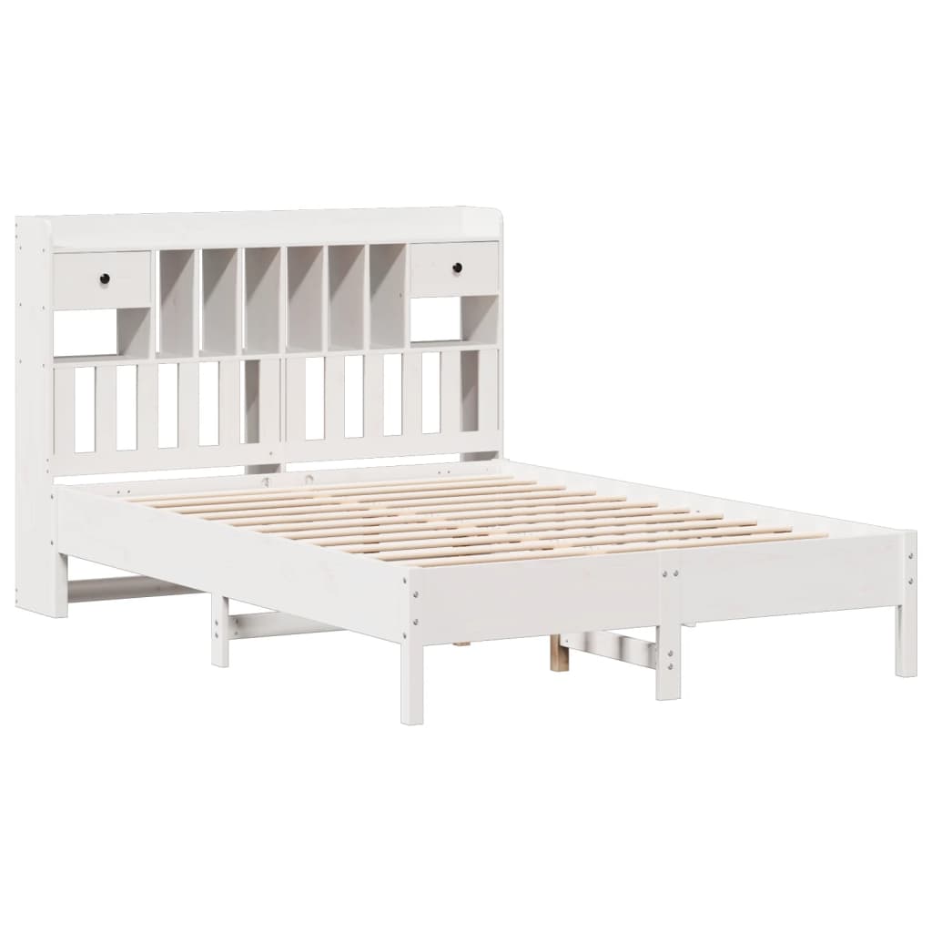 Letto Libreria senza Materasso Bianco 140x190 cm Legno di Pino - homemem39