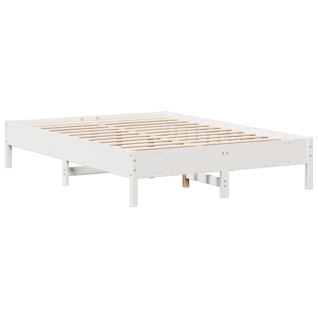 Letto Libreria senza Materasso Bianco 140x190 cm Legno di Pino - homemem39