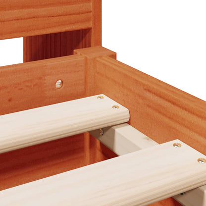 Letto Libreria senza Materasso Marrone Cera 140x190 cm in Pino