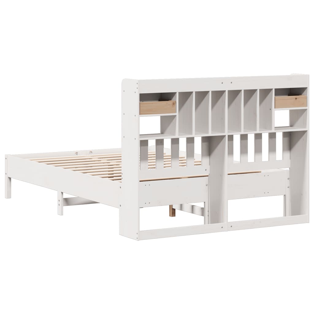 Letto Libreria senza Materasso Bianco 135x190 cm Legno di Pino