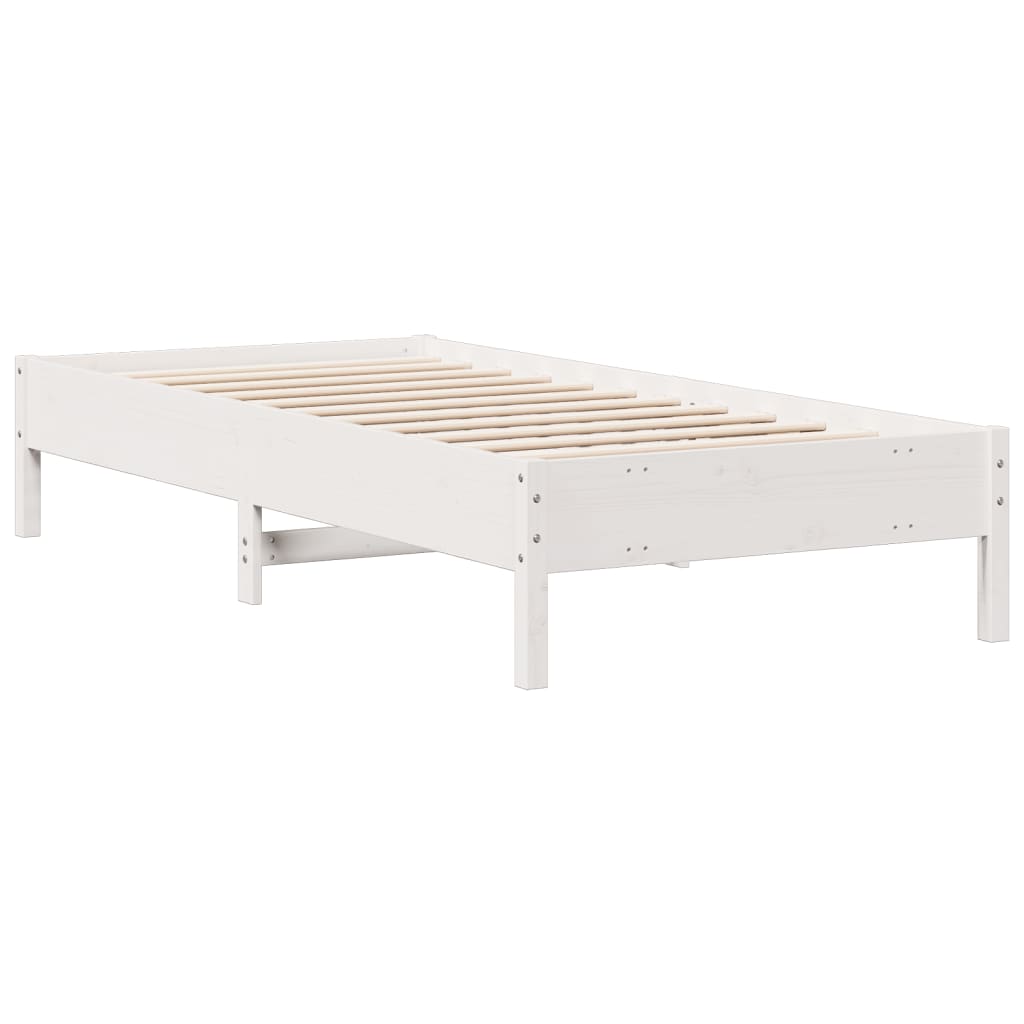 Letto Libreria senza Materasso Bianco 90x190 cm Massello Pino - homemem39