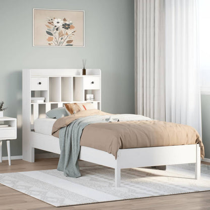 Letto Libreria senza Materasso Bianco 90x190 cm Massello Pino - homemem39
