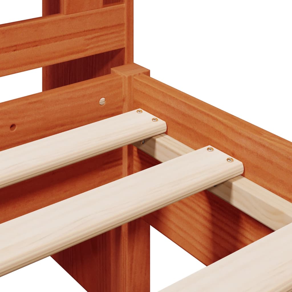 Letto Libreria senza Materasso Marrone Cera 75x190 cm in Pino