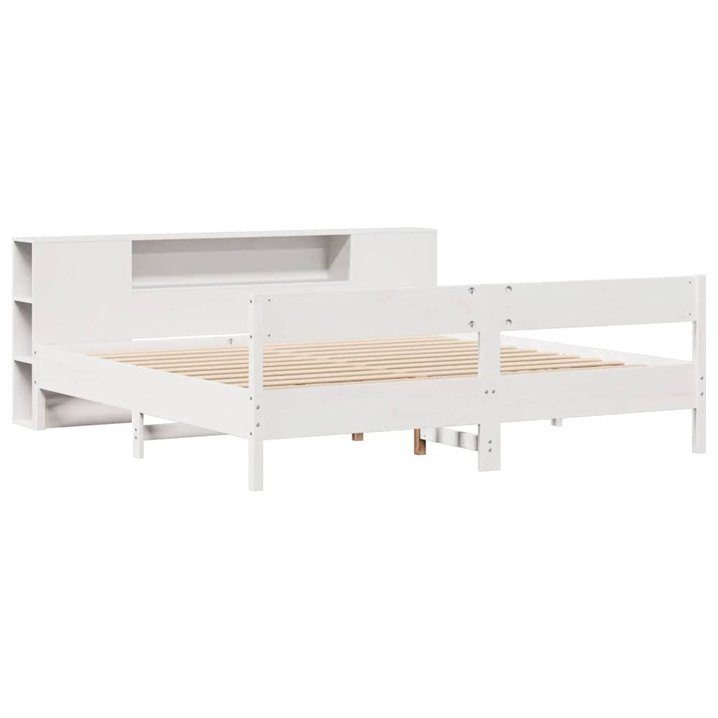 Letto Libreria senza Materasso Bianco 200x200 cm Legno di Pino