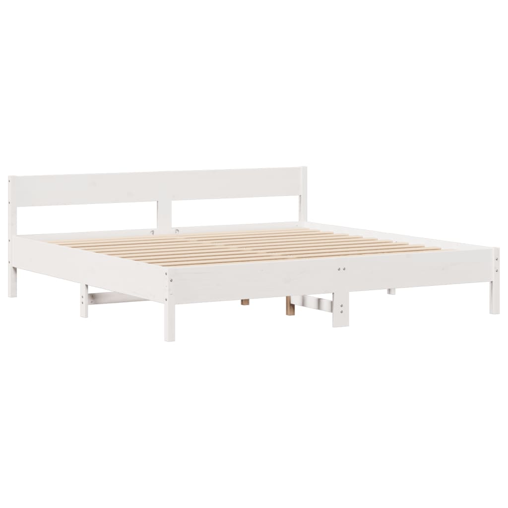 Letto Libreria senza Materasso Bianco 200x200 cm Legno di Pino