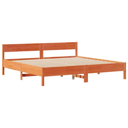 Letto Libreria senza Materasso Marrone Cera 200x200 cm in Pino - homemem39