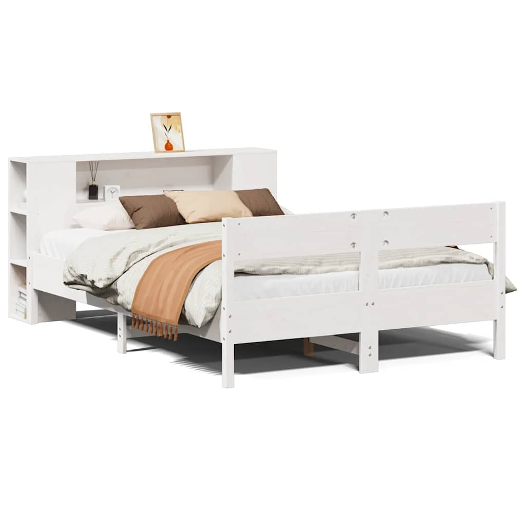 Letto Libreria senza Materasso Bianco 160x200 cm Legno di Pino | homemem39