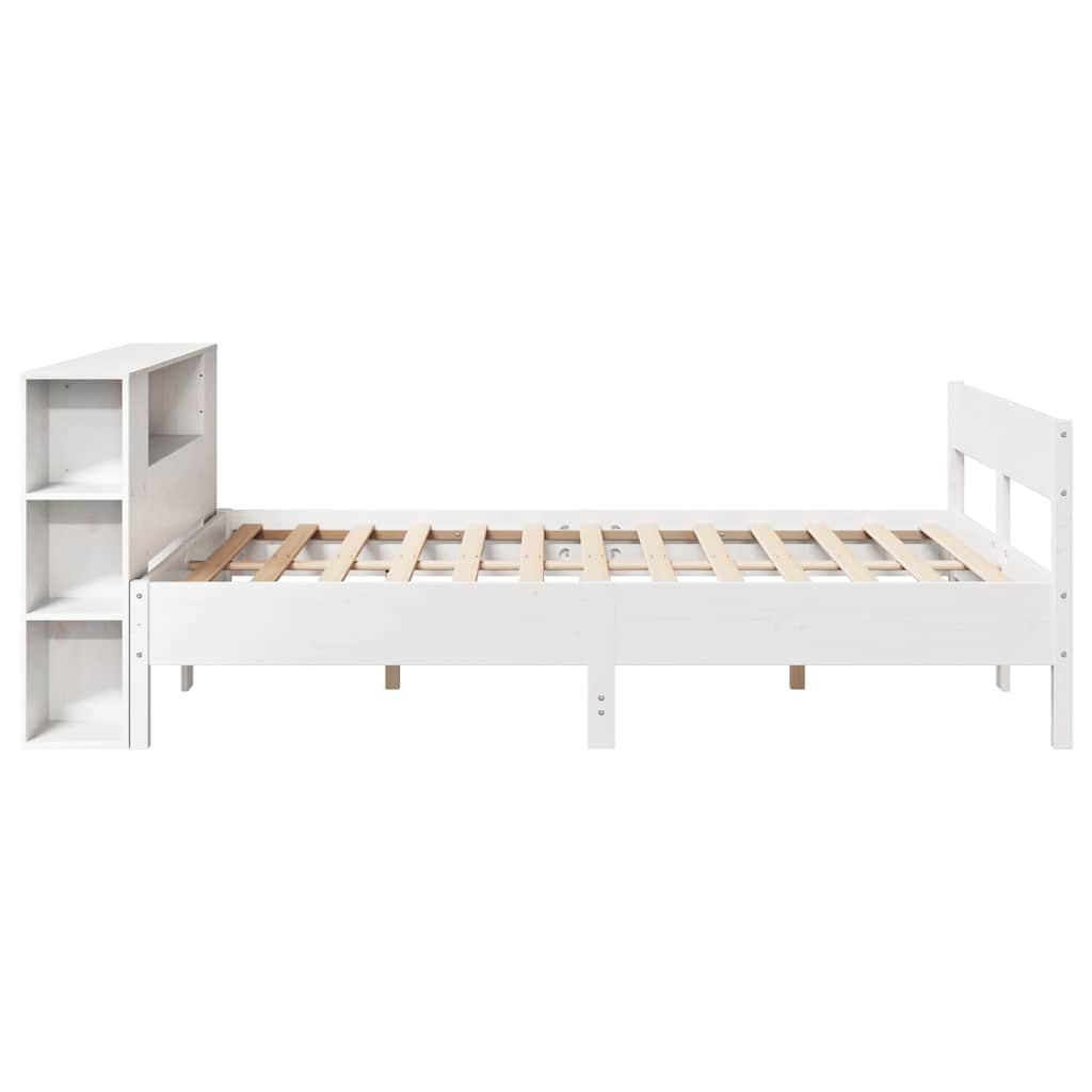 Letto Libreria senza Materasso Bianco 160x200 cm Legno di Pino | homemem39