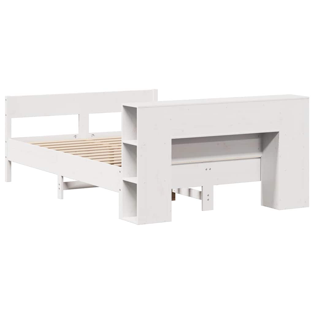 Letto Libreria senza Materasso Bianco 150x200 cm Legno di Pino | homemem39