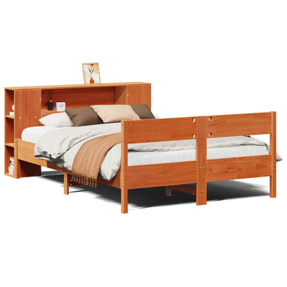 Letto Libreria senza Materasso Marrone Cera 150x200 cm in Pino | homemem39