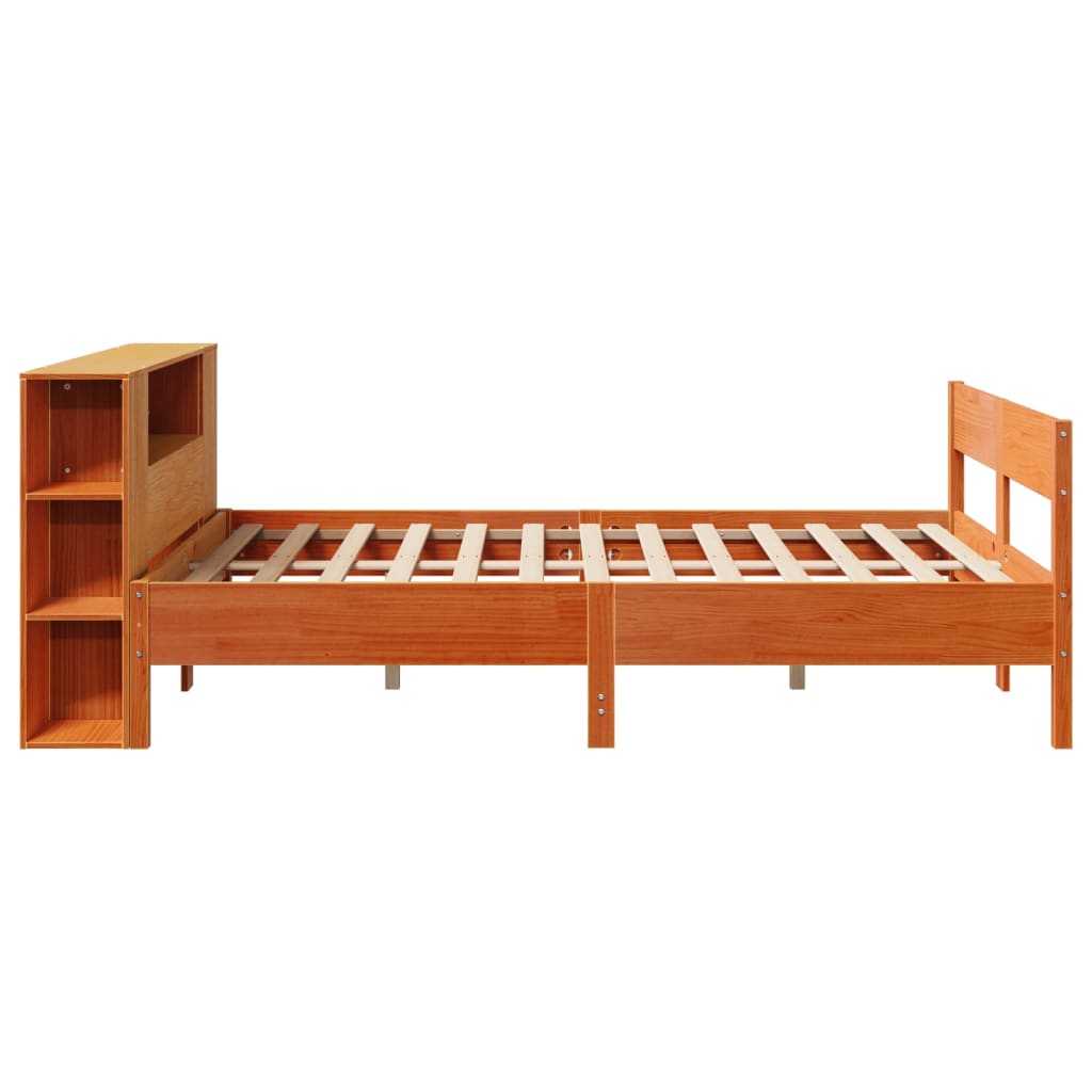 Letto Libreria senza Materasso Marrone Cera 150x200 cm in Pino | homemem39