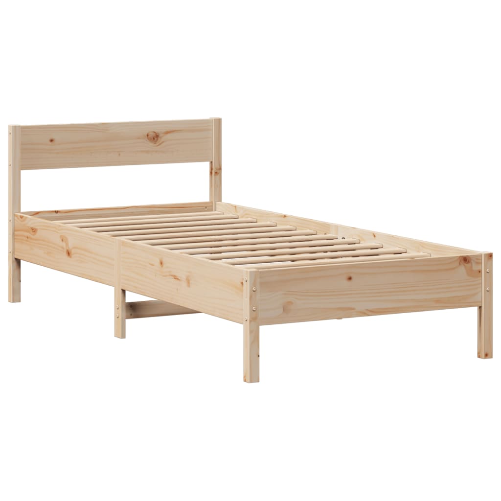 Letto Libreria senza Materasso 90x190 cm Legno Massello Pino