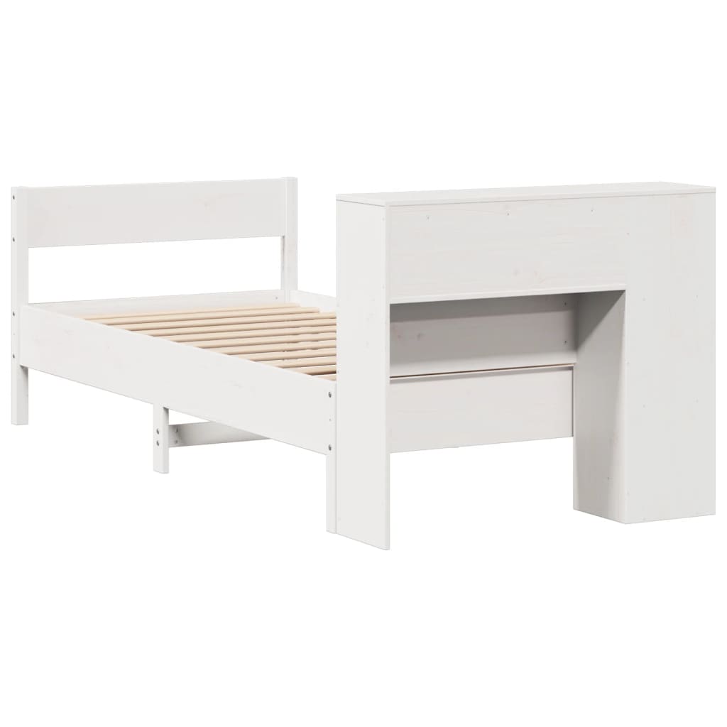 Letto Libreria senza Materasso Bianco 90x190 cm Massello Pino