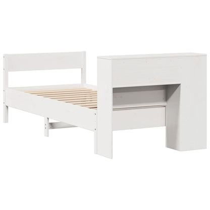 Letto Libreria senza Materasso Bianco 90x190 cm Massello Pino