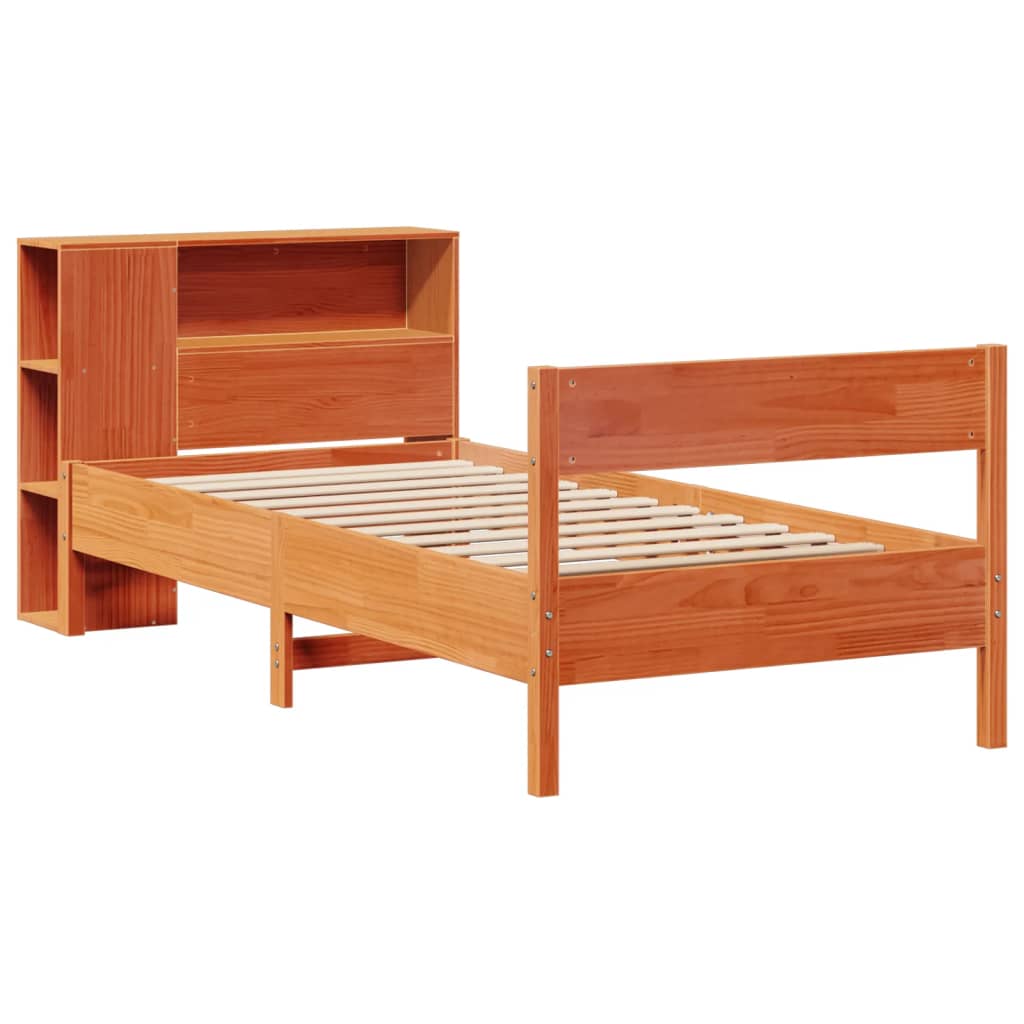 Letto Libreria senza Materasso Marrone Cera 75x190 cm in Pino - homemem39
