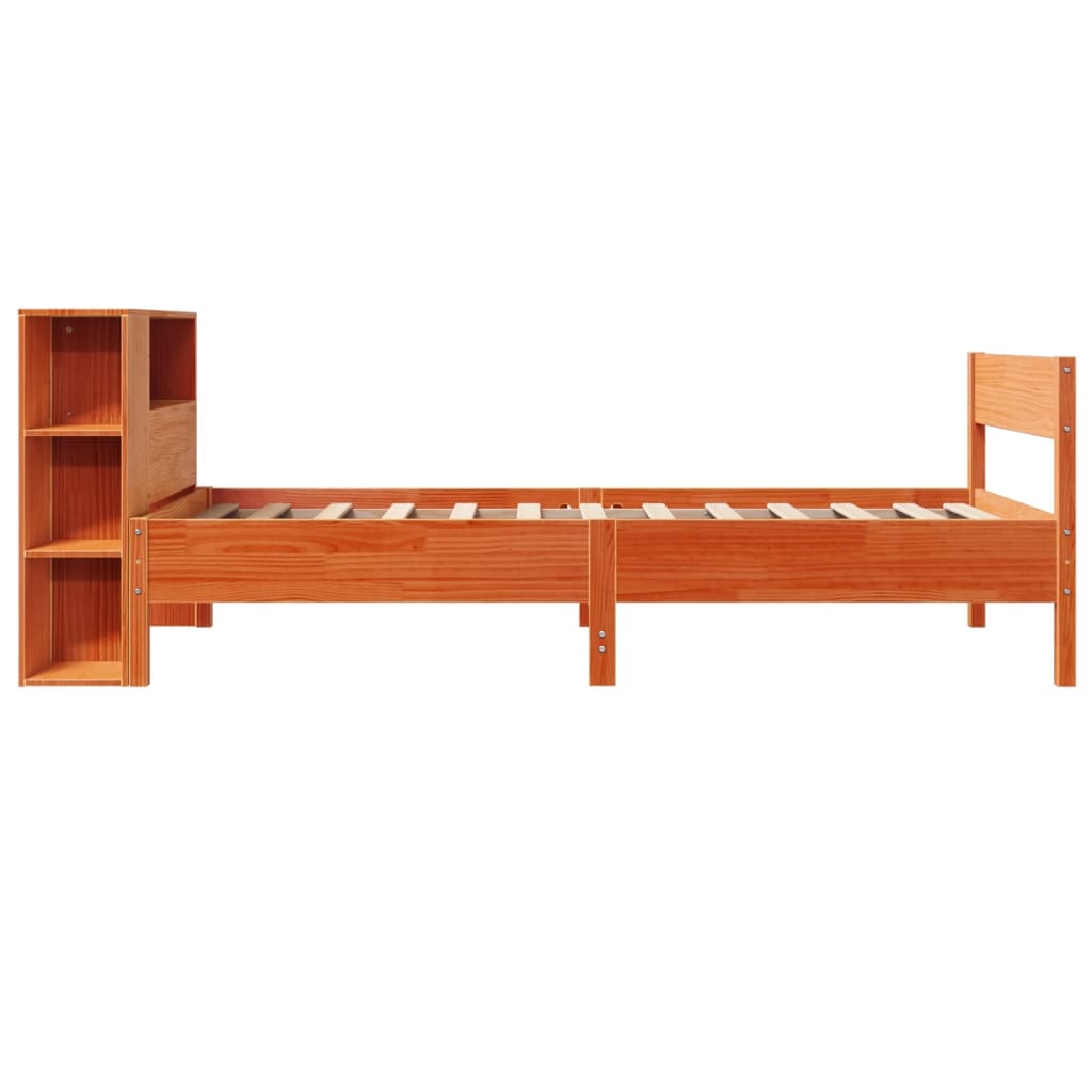 Letto Libreria senza Materasso Marrone Cera 75x190 cm in Pino - homemem39