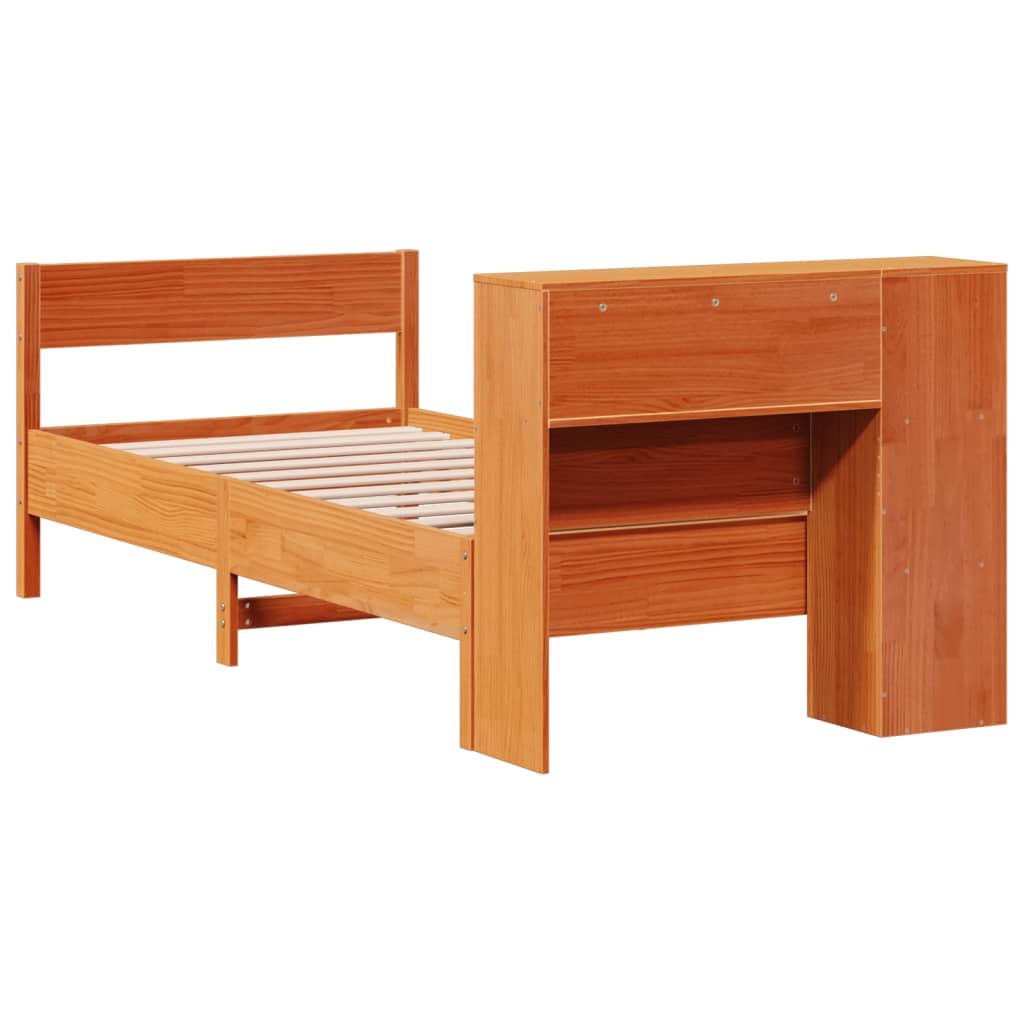 Letto Libreria senza Materasso Marrone Cera 75x190 cm in Pino - homemem39