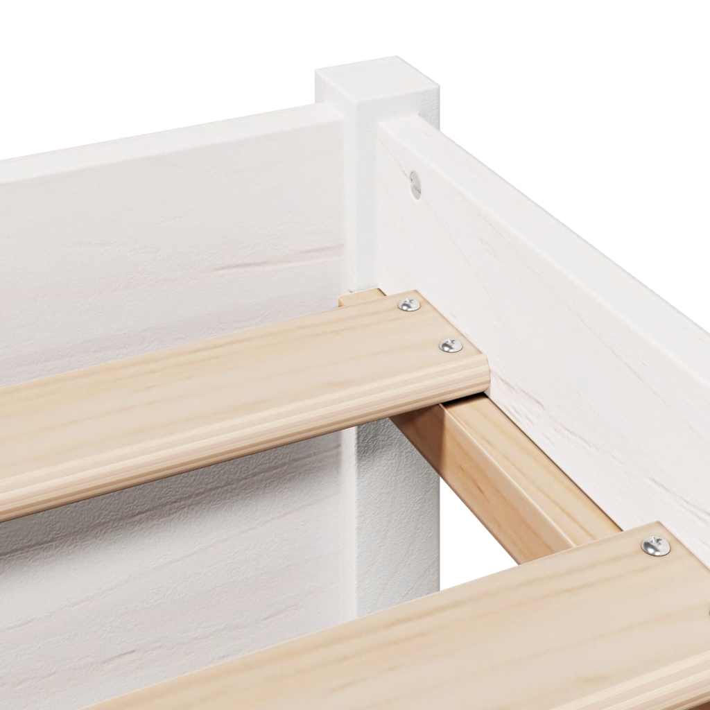 Letto Libreria senza Materasso Bianco 160x200 cm Legno di Pino | homemem39