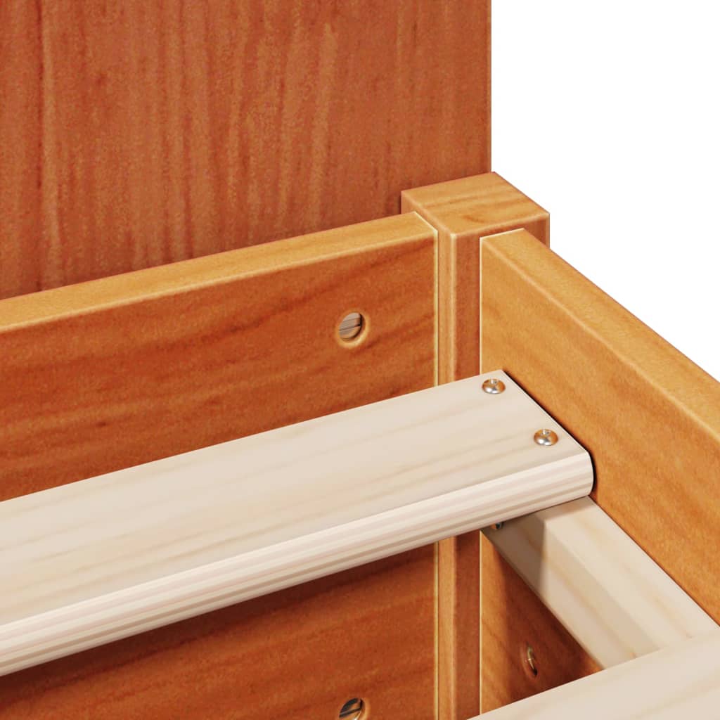 Letto Libreria senza Materasso Marrone Cera 160x200 cm in Pino