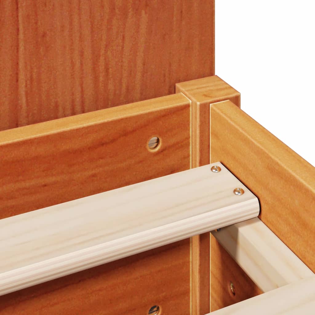 Letto Libreria senza Materasso Marrone Cera 90x200 cm in Pino