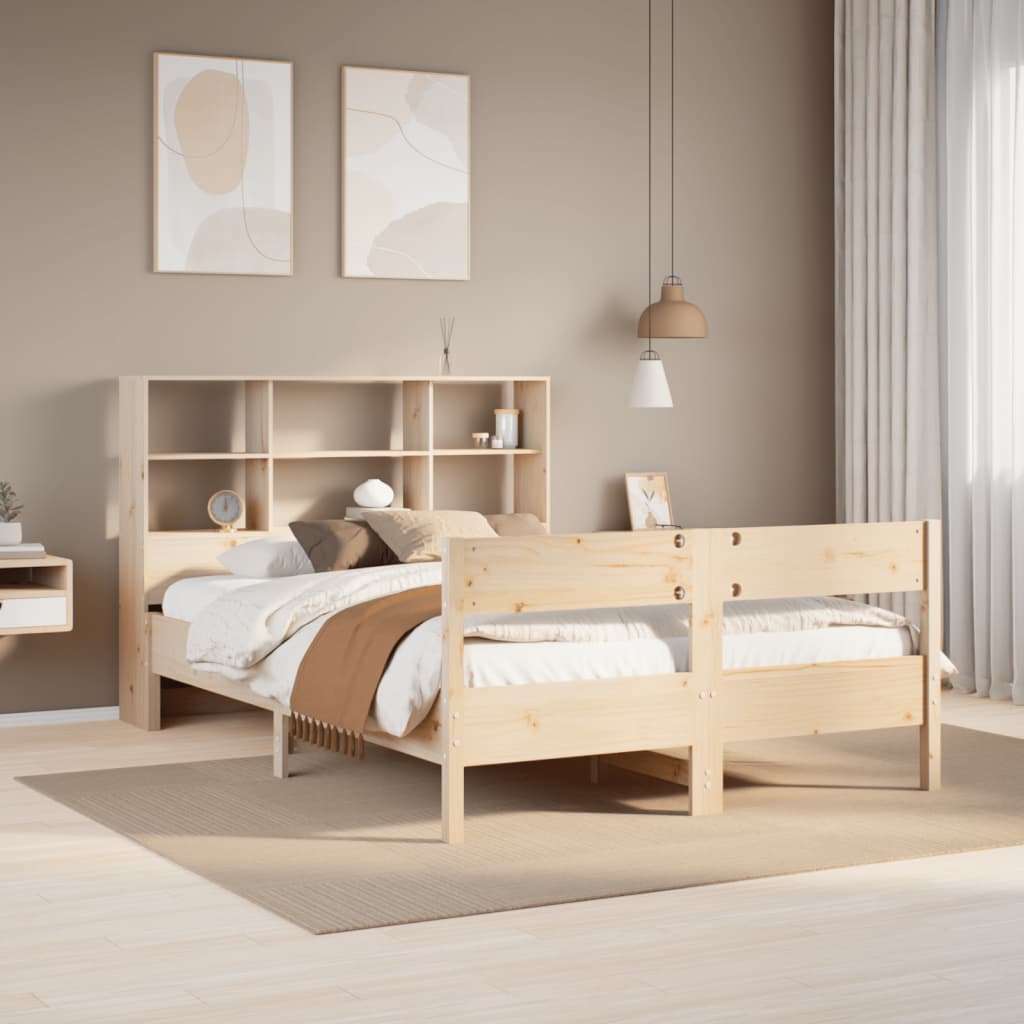 Letto Libreria senza Materasso 140x190 cm in Legno di Pino - homemem39