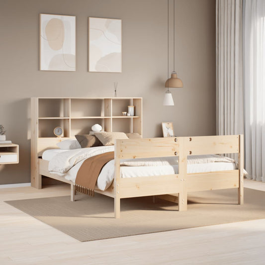 Letto Libreria senza Materasso 140x190 cm in Legno di Pino - homemem39