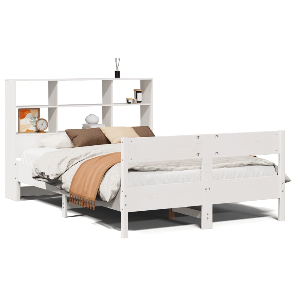Letto Libreria senza Materasso Bianco 140x190 cm Legno di Pino - homemem39