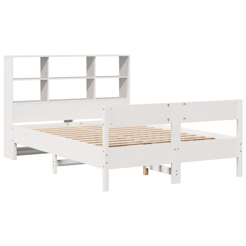 Letto Libreria senza Materasso Bianco 140x190 cm Legno di Pino - homemem39