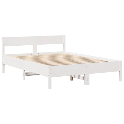 Letto Libreria senza Materasso Bianco 140x190 cm Legno di Pino - homemem39