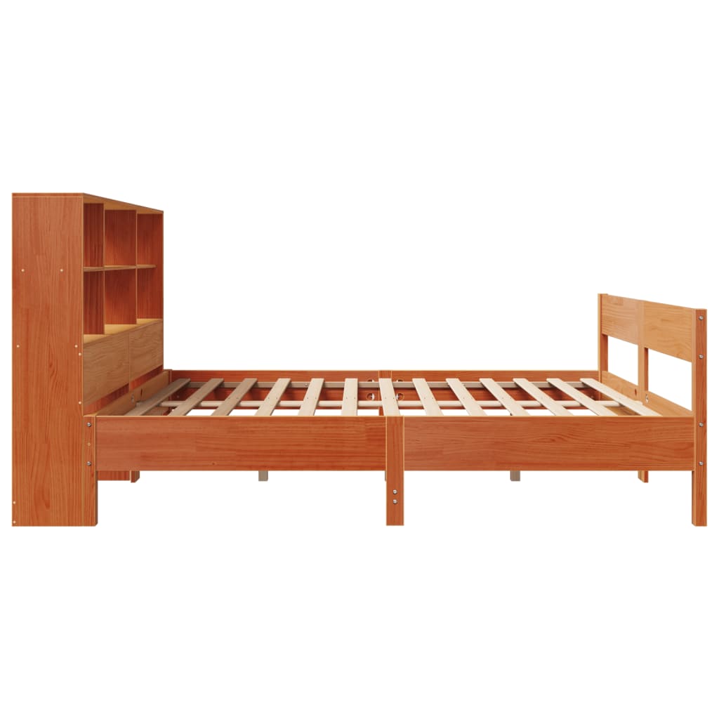 Letto Libreria senza Materasso Marrone Cera 135x190 cm in Pino
