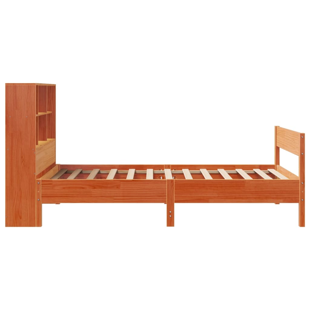 Letto Libreria senza Materasso Marrone Cera 90x190 cm in Pino