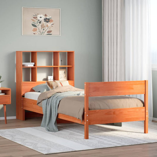 Letto Libreria senza Materasso Marrone Cera 75x190 cm in Pino | homemem39