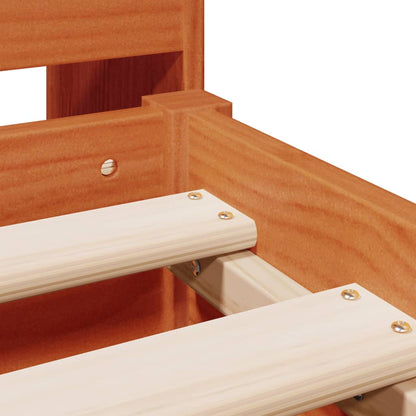 Letto Libreria senza Materasso Marrone Cera 200x200 cm in Pino