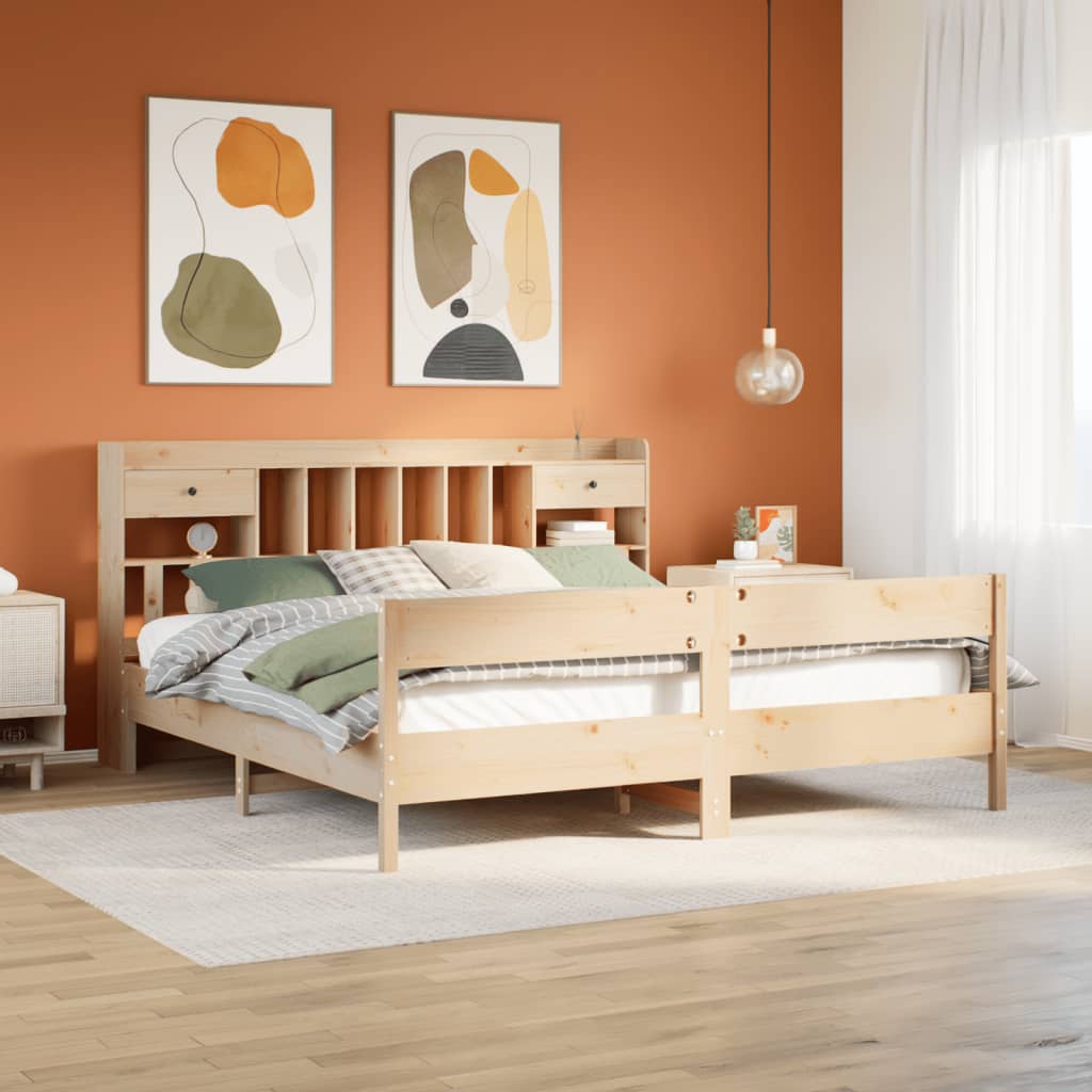 Letto Libreria senza Materasso 180x200 cm in Legno di Pino - homemem39