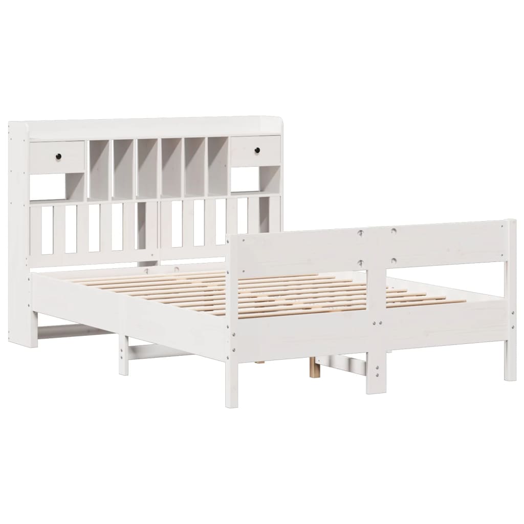 Letto Libreria senza Materasso Bianco 150x200 cm Legno di Pino - homemem39