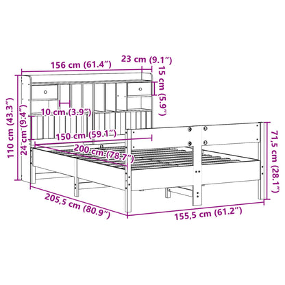 Letto Libreria senza Materasso Bianco 150x200 cm Legno di Pino - homemem39