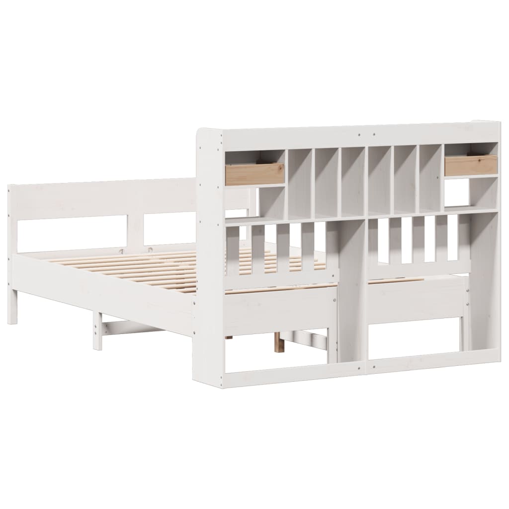 Letto Libreria senza Materasso Bianco 140x200 cm Legno di Pino - homemem39