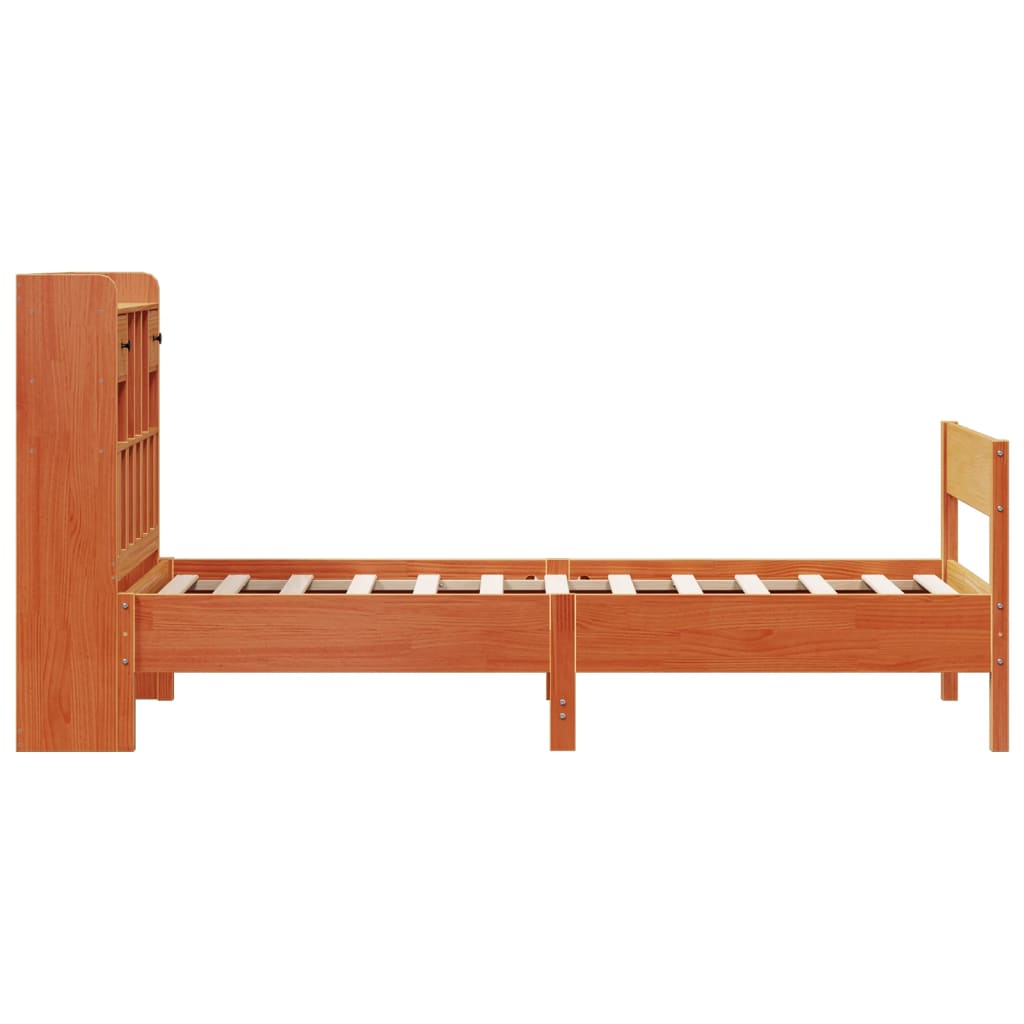 Letto Libreria senza Materasso Marrone Cera 100x200 cm in Pino | homemem39