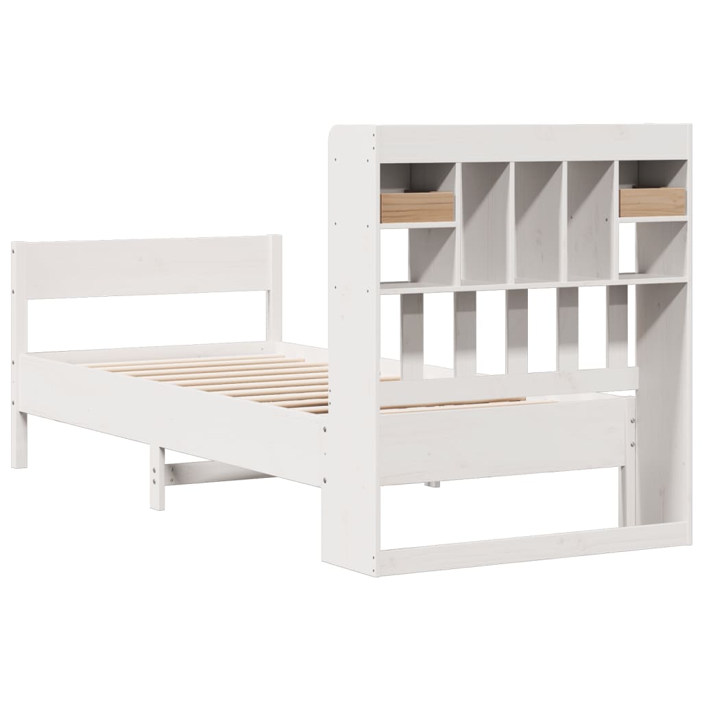 Letto Libreria senza Materasso Bianca 90x200 cm Legno di Pino - homemem39