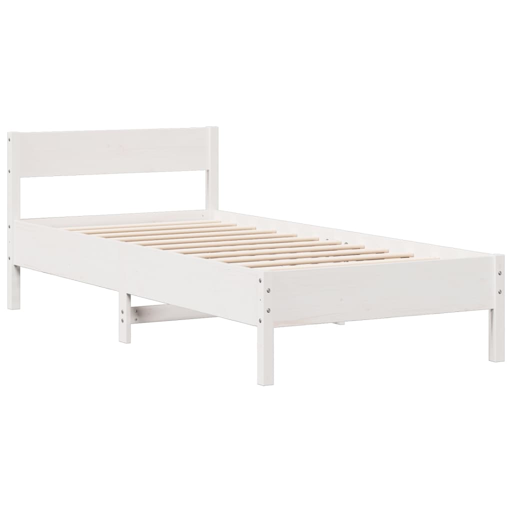 Letto Libreria senza Materasso Bianca 90x200 cm Legno di Pino - homemem39